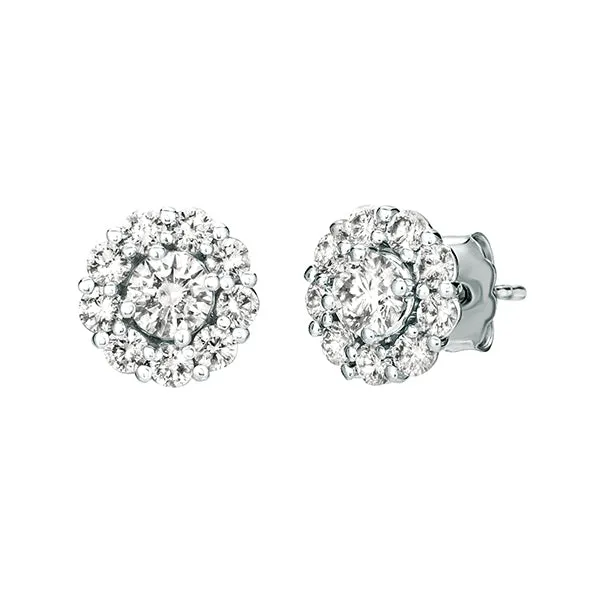 1.50 Carat Natural Diamond Stud Jacket Earrings G-H SI 14K White Gold