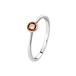 18Ct White And Rose Gold Diamond Dress Ring With Blush Pink Diamond