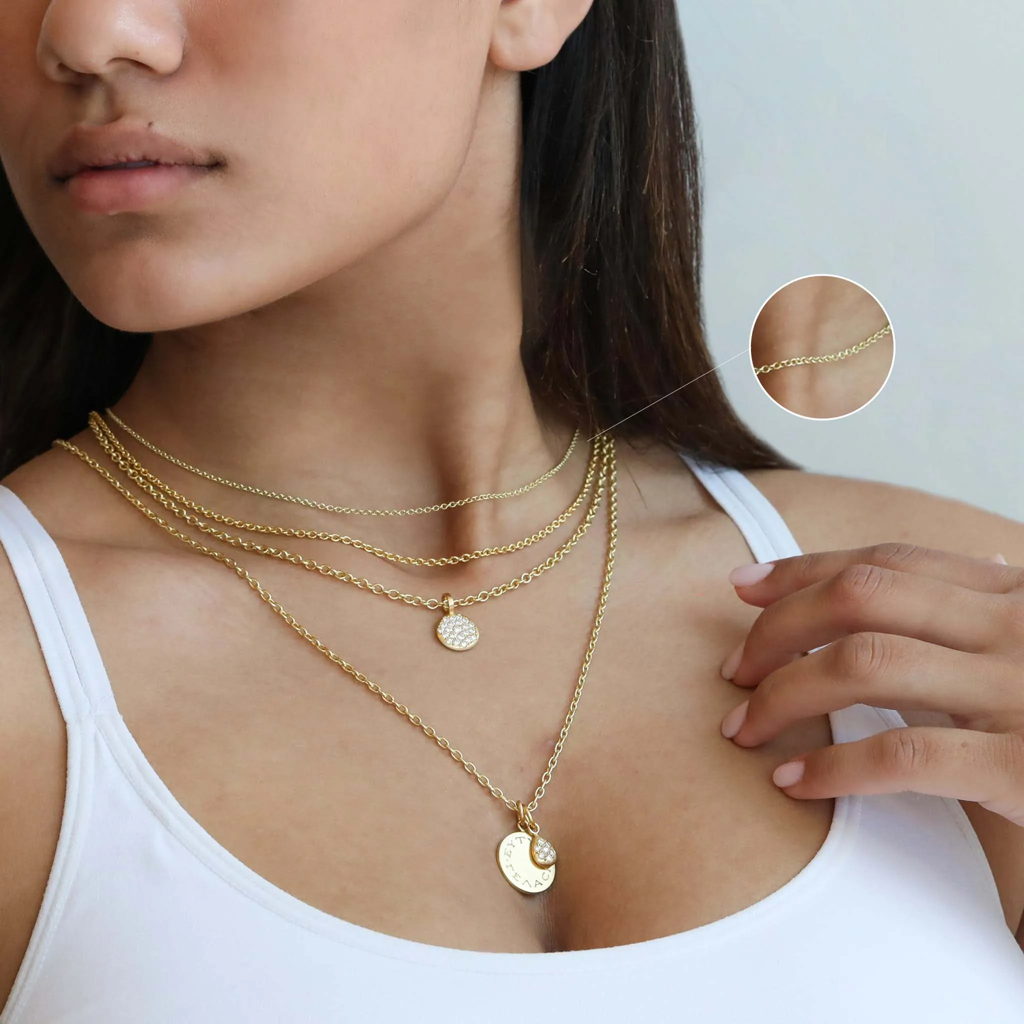 18K Gold Cable Link Chain in 16"