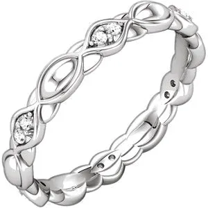 18K White 1/8 CTW Diamond Sculptural-Inspired Eternity Band Size 8