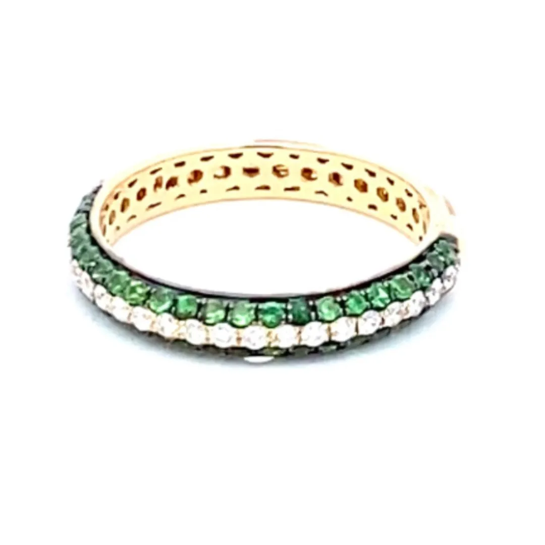 18K Yellow Gold Tsavorite Garnet And Diamond Stackable Ring (.73ctw)