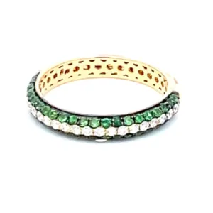 18K Yellow Gold Tsavorite Garnet And Diamond Stackable Ring (.73ctw)