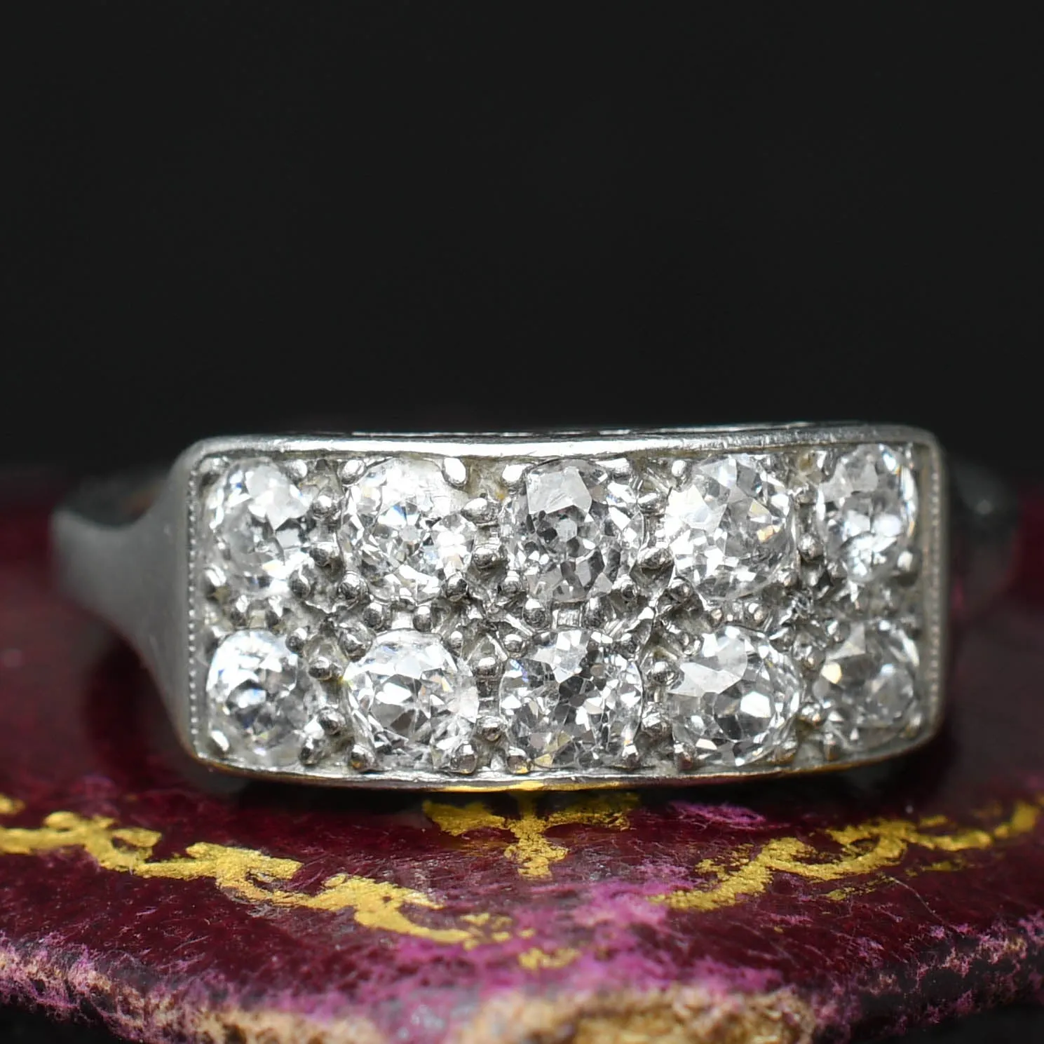 1920's French Diamond Double Row Ring