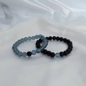 2 Matching Friendship Bead Bracelets - Beaded Jewellery,Friendship Jewellery,Beaded Bracelets,Friendship Bracelets,Black & Grey Jewellery