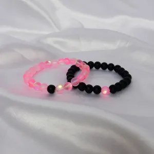 2 Matching Friendship Bead Bracelets - Beaded Jewellery,Friendship Jewellery,Beaded Bracelets,Friendship Bracelets,Black & Pink Jewellery