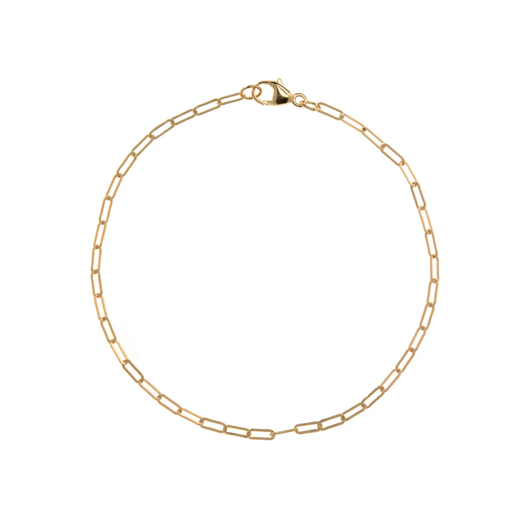 22k Gold Plated Sterling Silver  Chain Bracelet 7"