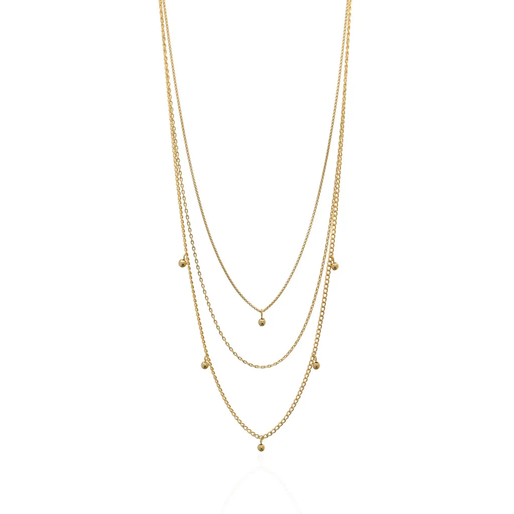 22k Gold Plated Sterling Silver Multi Chain 16"