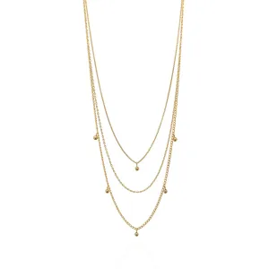 22k Gold Plated Sterling Silver Multi Chain 16"
