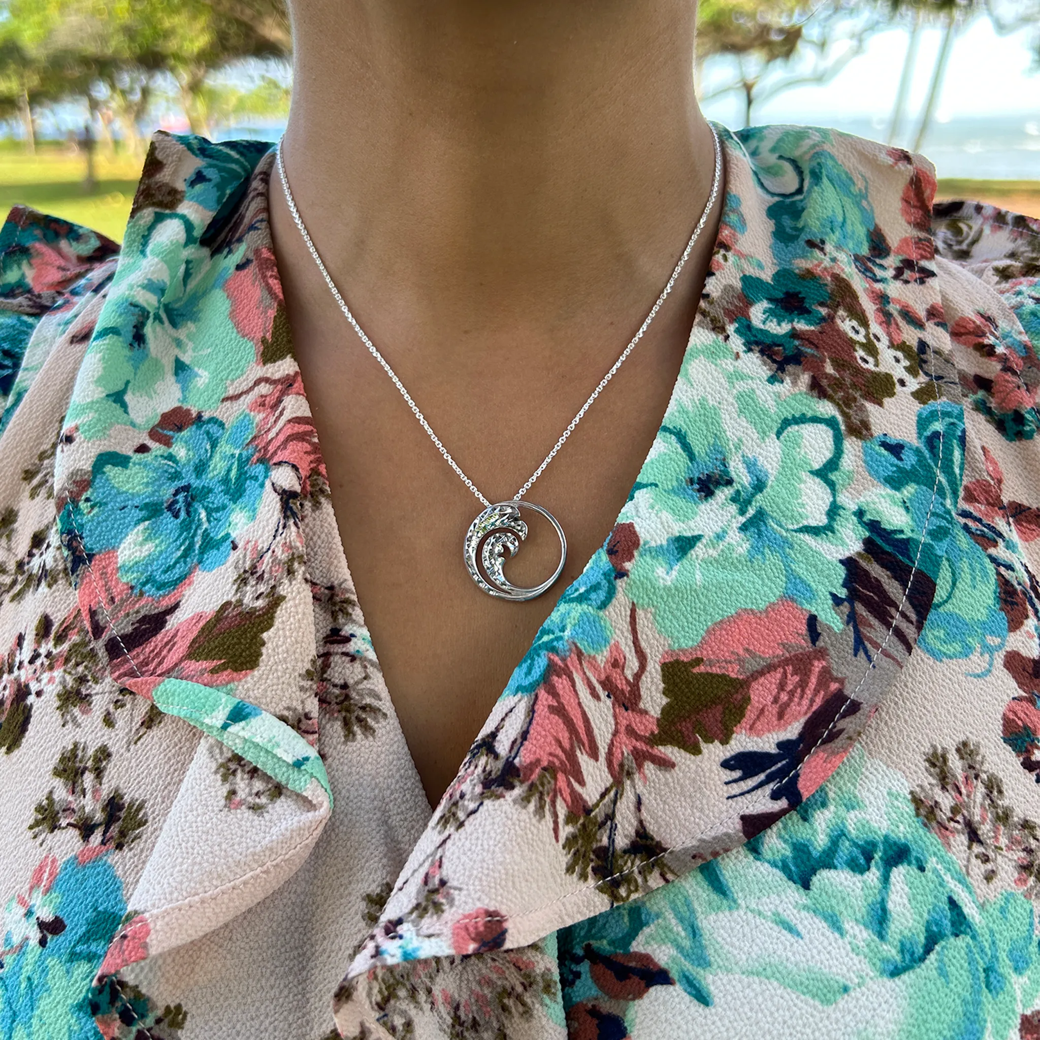 24" Adjustable Nalu Necklace in Sterling Silver - 24mm