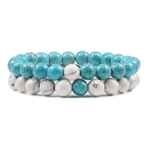 2pcs 8mm Healing Stone Beaded Bracelets Unisex Couples Natural Crystal Stretch