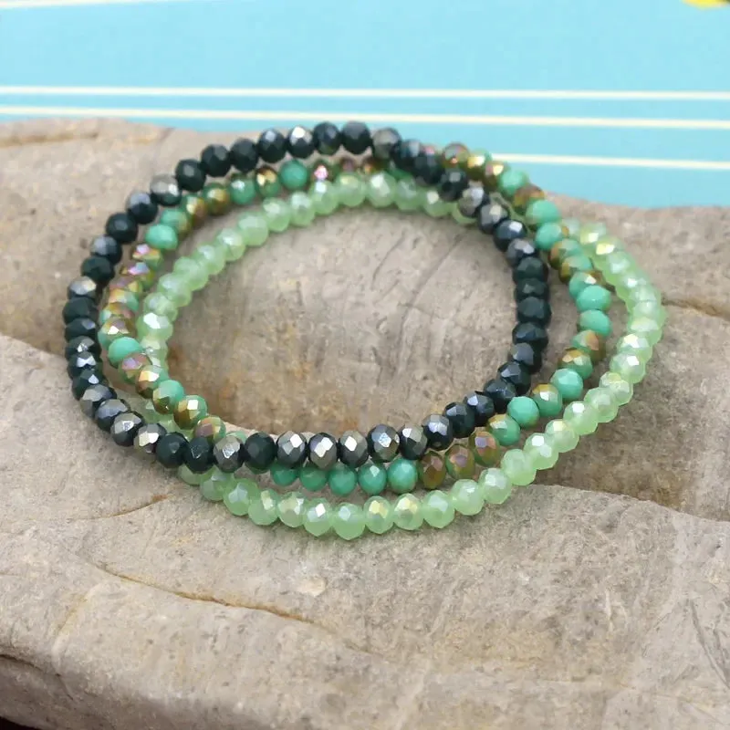 3 Pieces / Pack Women's Bracelets Colorful Crystal Beaded Bracelet Set Wholesale Gifts Korean Jewelry Leisure Vacation Bracelets