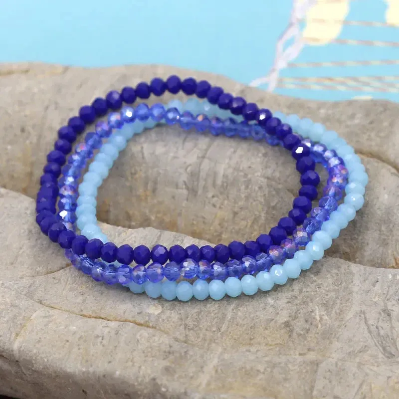 3 Pieces / Pack Women's Bracelets Colorful Crystal Beaded Bracelet Set Wholesale Gifts Korean Jewelry Leisure Vacation Bracelets