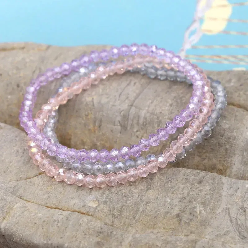 3 Pieces / Pack Women's Bracelets Colorful Crystal Beaded Bracelet Set Wholesale Gifts Korean Jewelry Leisure Vacation Bracelets