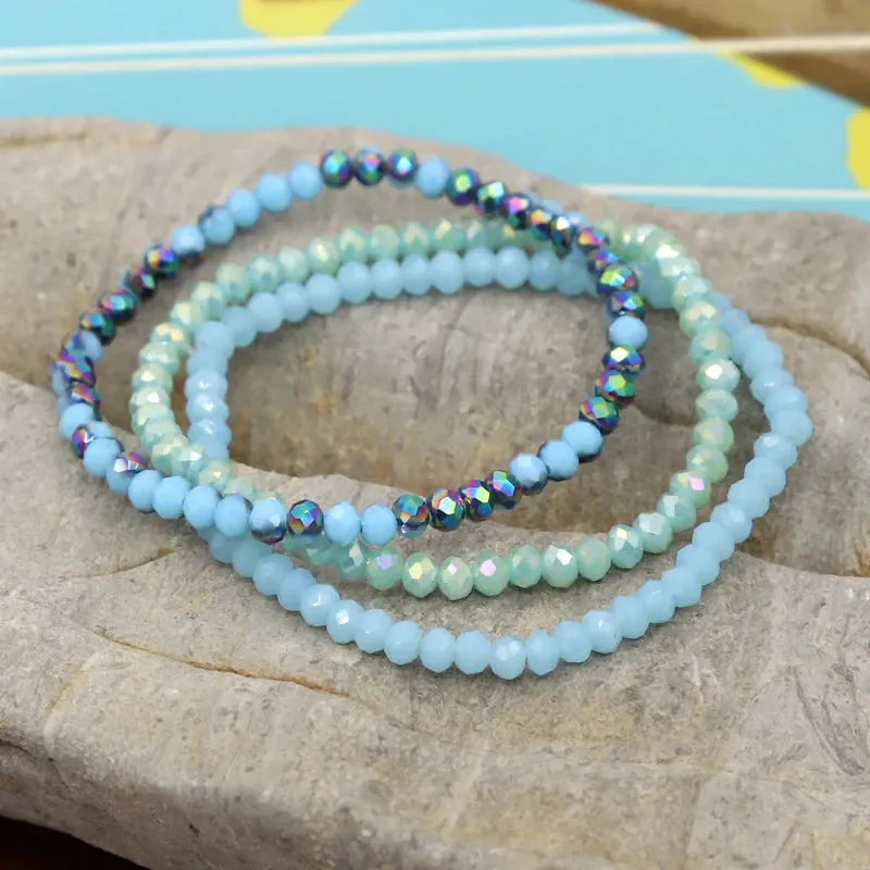 3 Pieces / Pack Women's Bracelets Colorful Crystal Beaded Bracelet Set Wholesale Gifts Korean Jewelry Leisure Vacation Bracelets