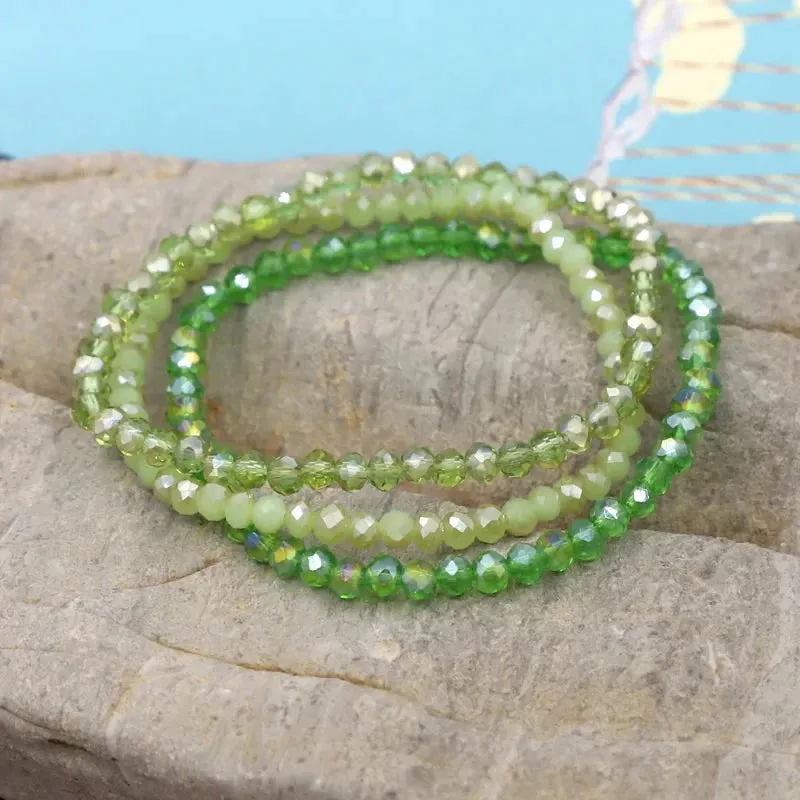3 Pieces / Pack Women's Bracelets Colorful Crystal Beaded Bracelet Set Wholesale Gifts Korean Jewelry Leisure Vacation Bracelets