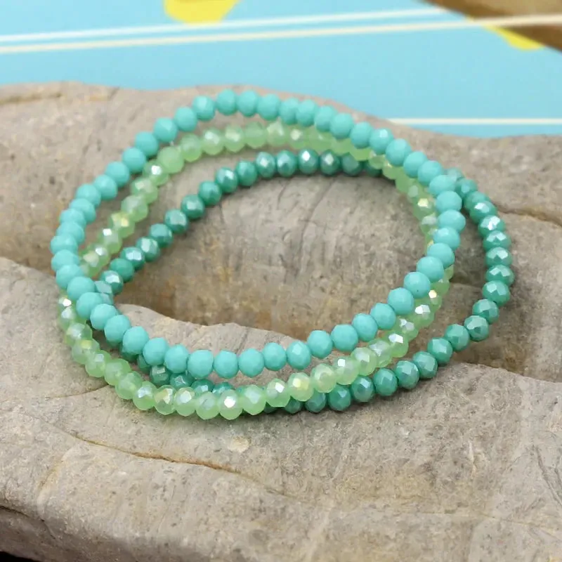3 Pieces / Pack Women's Bracelets Colorful Crystal Beaded Bracelet Set Wholesale Gifts Korean Jewelry Leisure Vacation Bracelets