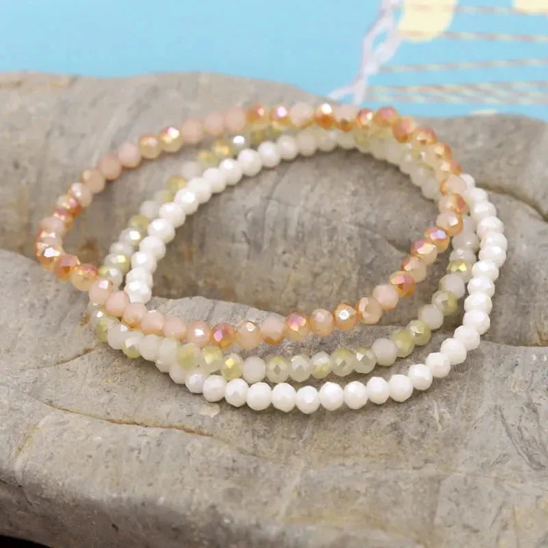 3 Pieces / Pack Women's Bracelets Colorful Crystal Beaded Bracelet Set Wholesale Gifts Korean Jewelry Leisure Vacation Bracelets