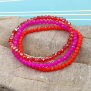3 Pieces / Pack Women's Bracelets Colorful Crystal Beaded Bracelet Set Wholesale Gifts Korean Jewelry Leisure Vacation Bracelets