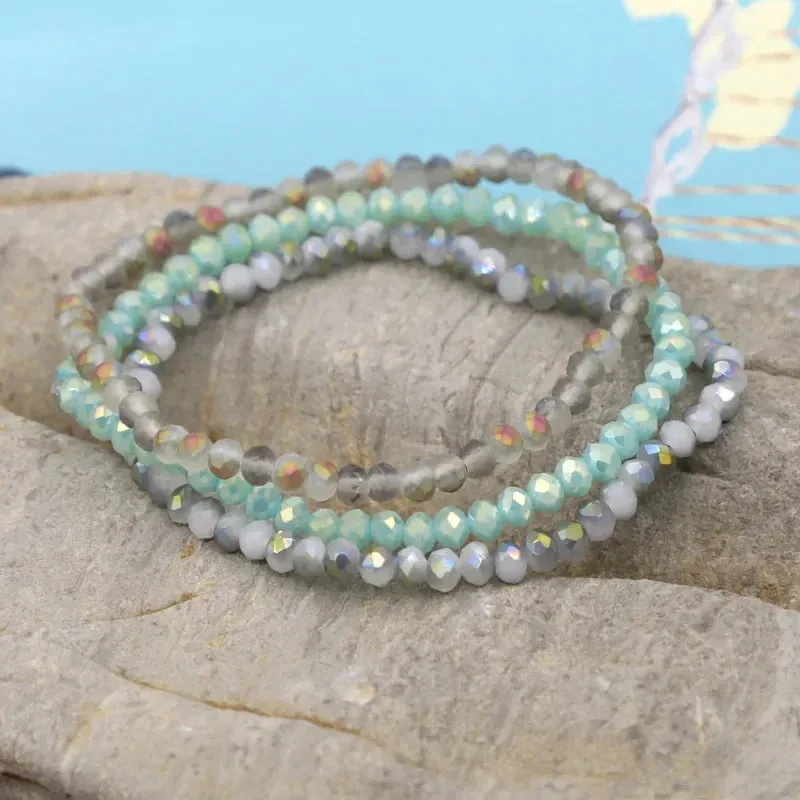 3 Pieces / Pack Women's Bracelets Colorful Crystal Beaded Bracelet Set Wholesale Gifts Korean Jewelry Leisure Vacation Bracelets