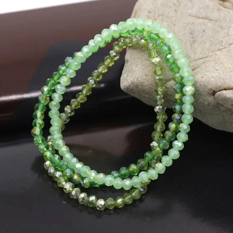 3 Pieces / Pack Women's Bracelets Colorful Crystal Beaded Bracelet Set Wholesale Gifts Korean Jewelry Leisure Vacation Bracelets