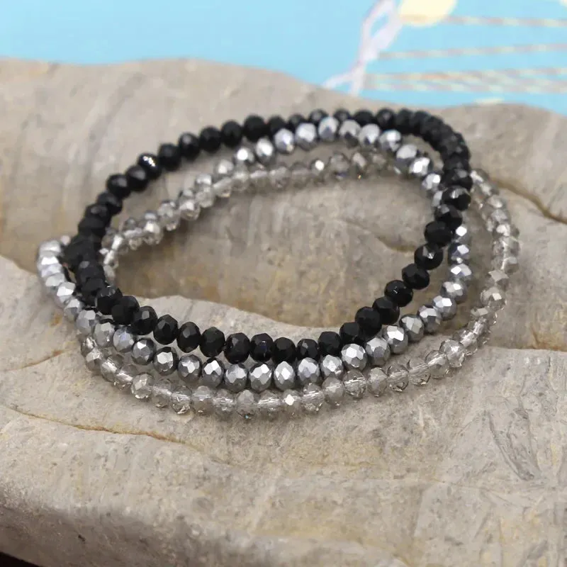 3 Pieces / Pack Women's Bracelets Colorful Crystal Beaded Bracelet Set Wholesale Gifts Korean Jewelry Leisure Vacation Bracelets