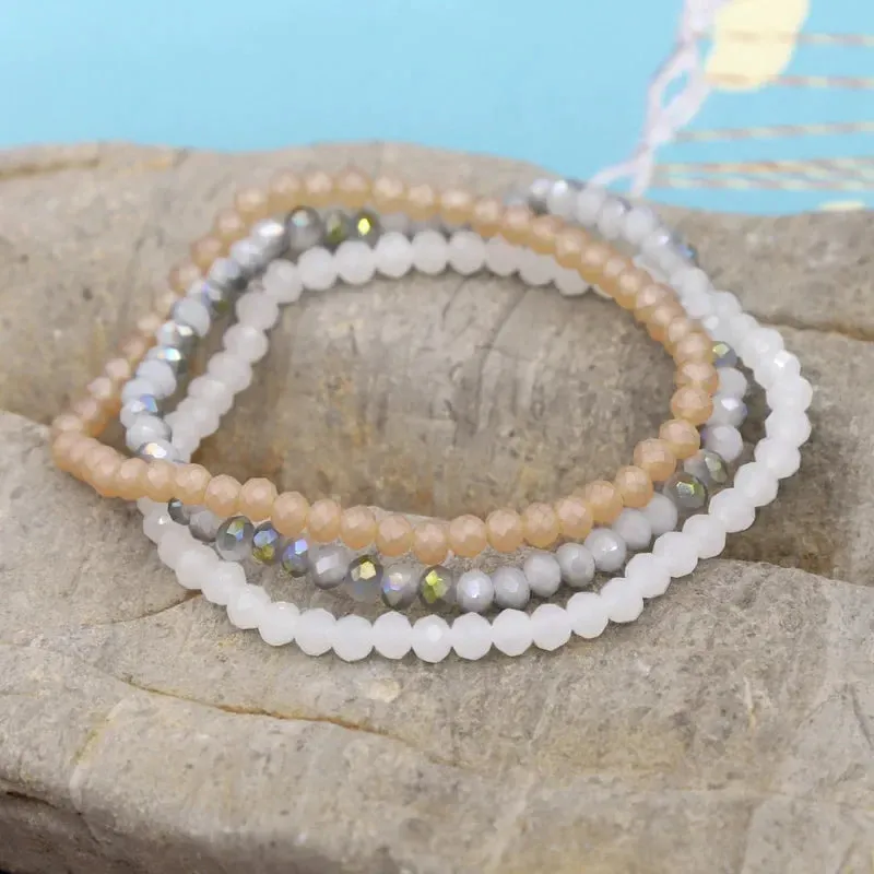 3 Pieces / Pack Women's Bracelets Colorful Crystal Beaded Bracelet Set Wholesale Gifts Korean Jewelry Leisure Vacation Bracelets