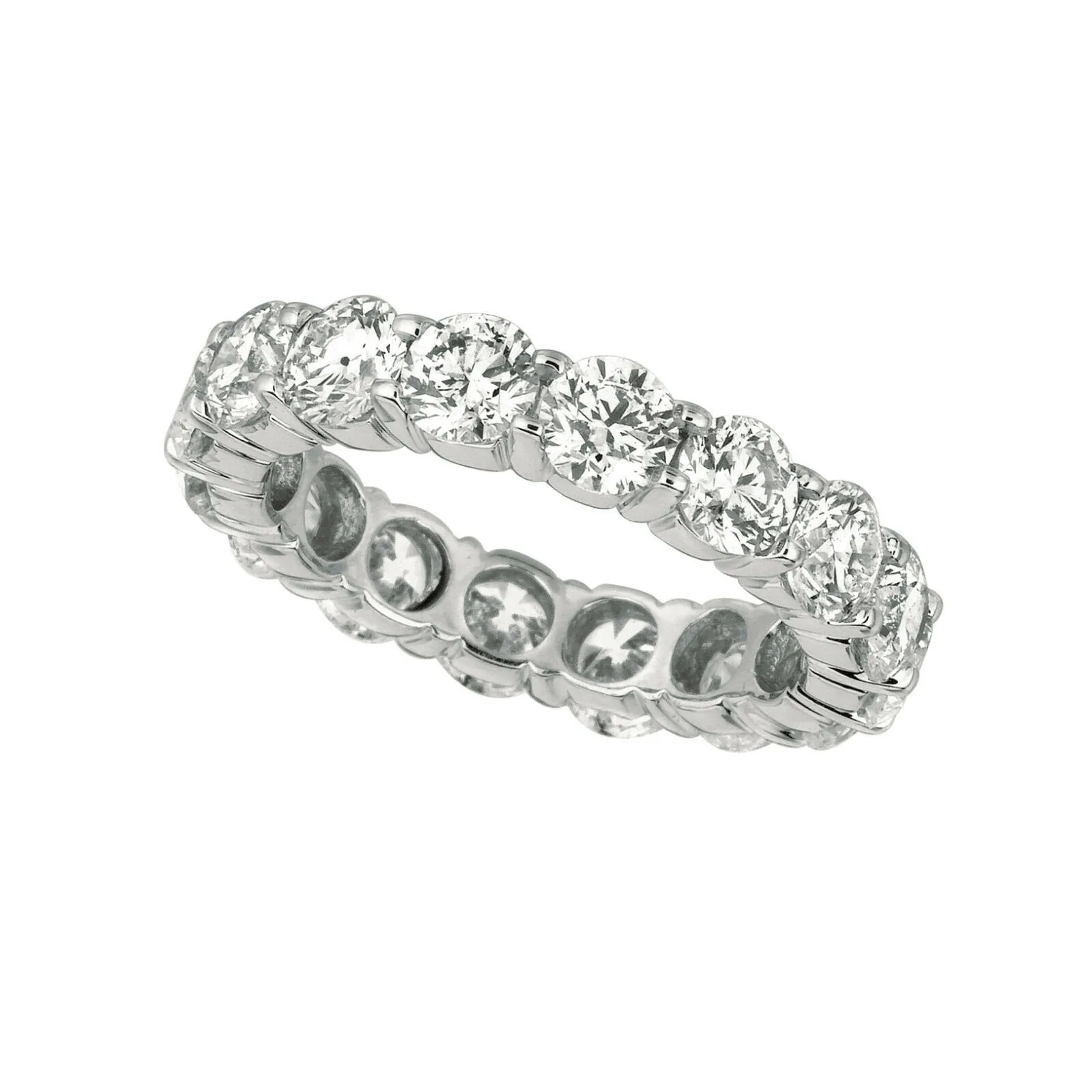 4.80 Carat Natural Diamond Eternity Band Ring G SI 18K White Gold - 16 stones