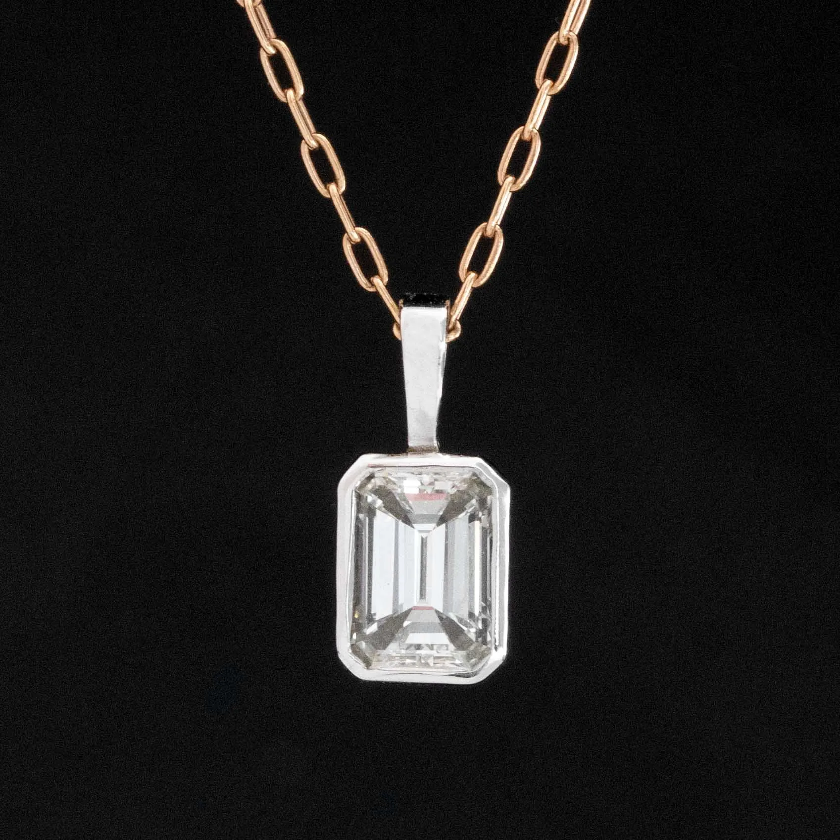 .66ct Emerald Cut Diamond Bezel Pendant
