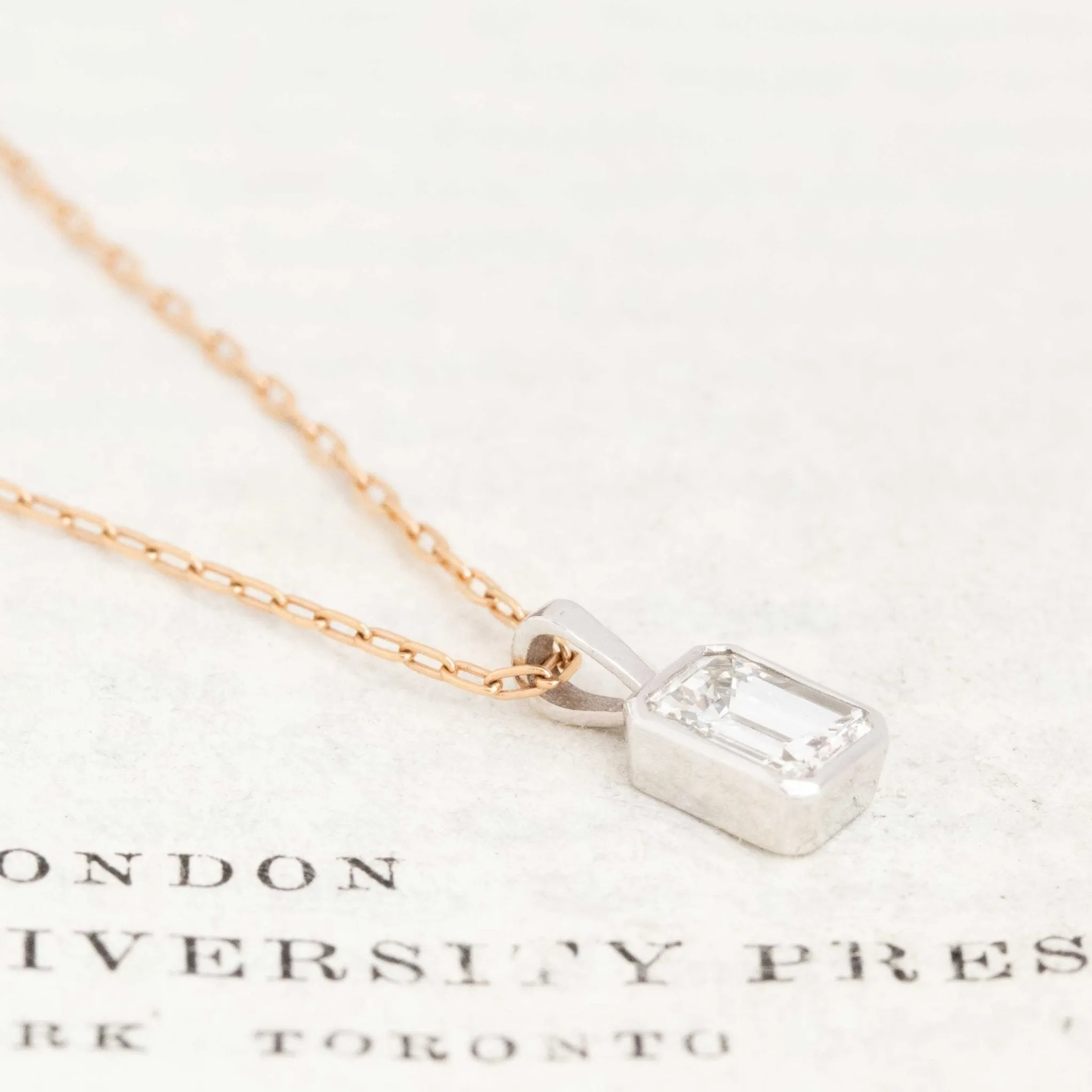 .66ct Emerald Cut Diamond Bezel Pendant
