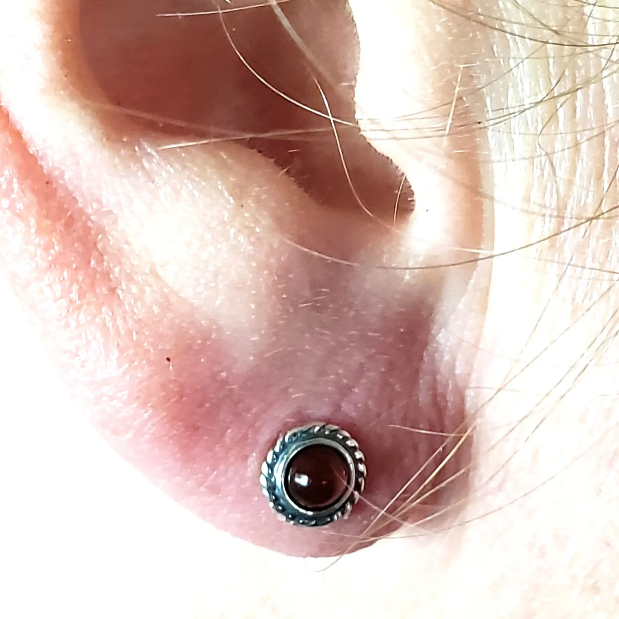 6mm Small Amber Silver Stud Earrings for Kids and Adults