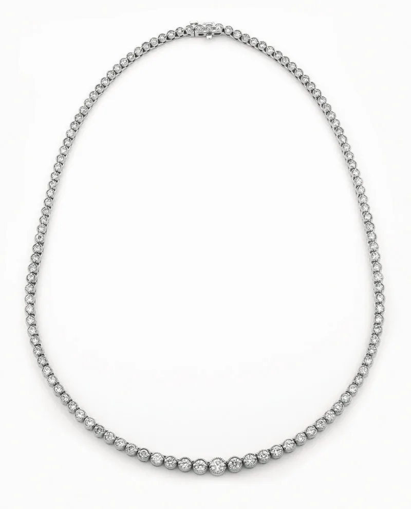 7.05 Carat Natural Diamond Graduated Necklace 14K White Gold G-H SI 16'' 21 grams