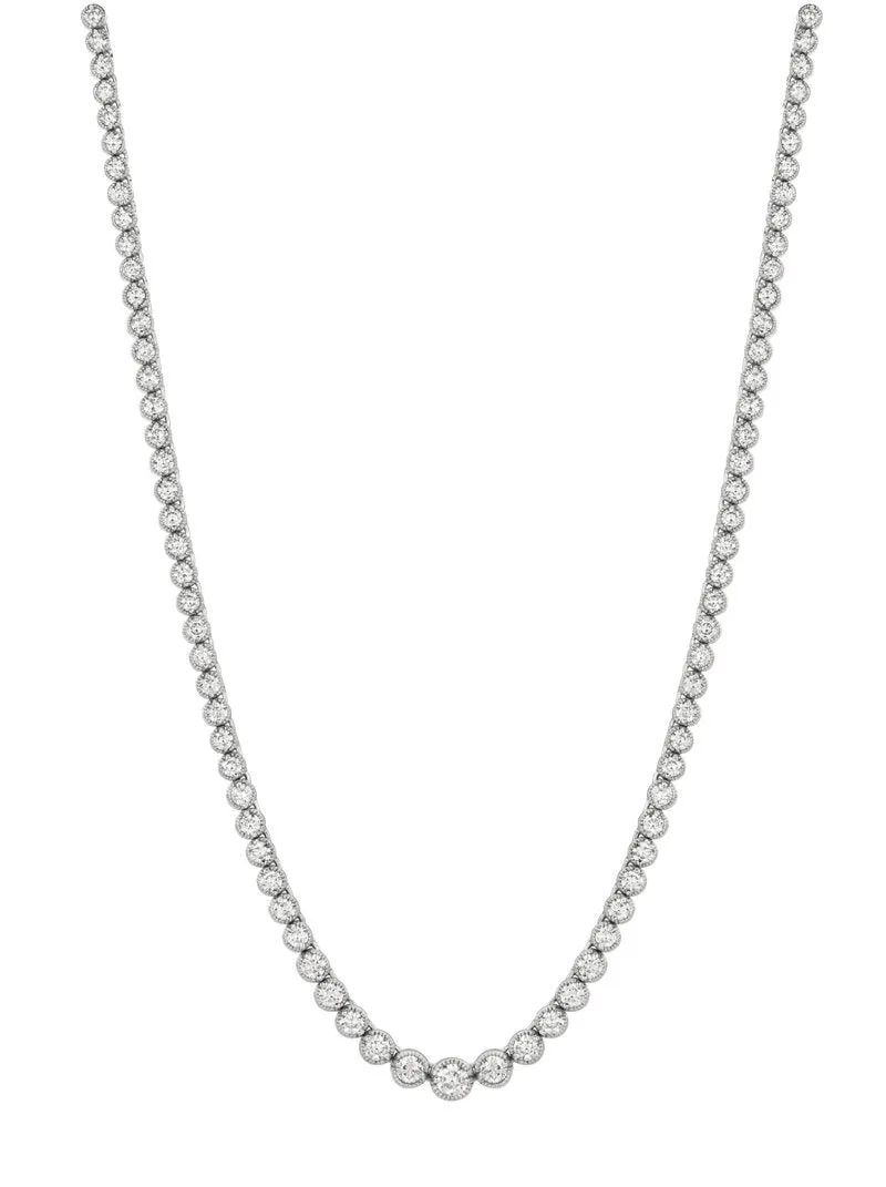 7.05 Carat Natural Diamond Graduated Necklace 14K White Gold G-H SI 16'' 21 grams
