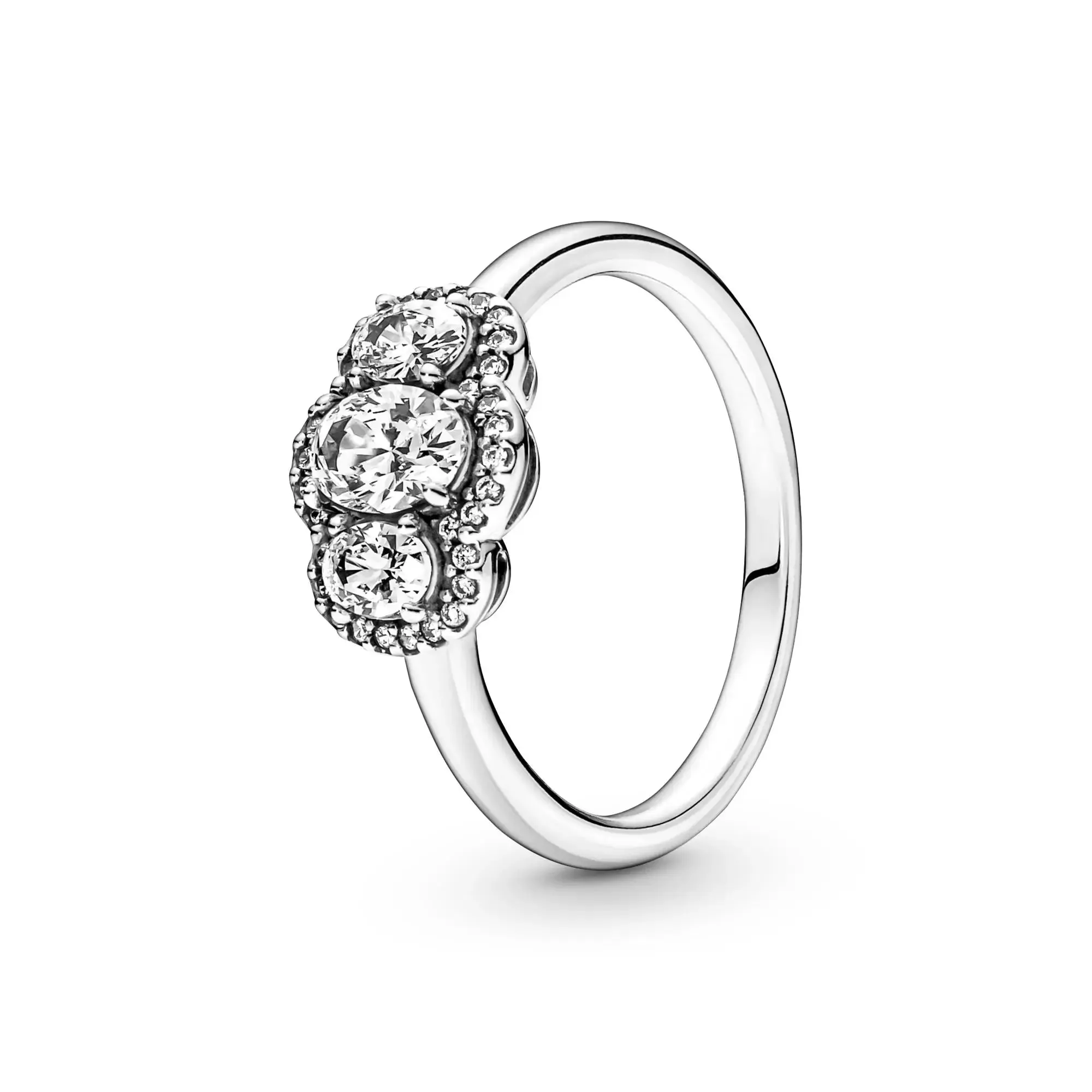 925 Silver Stackable Heart Daisy Flower Ring for Women