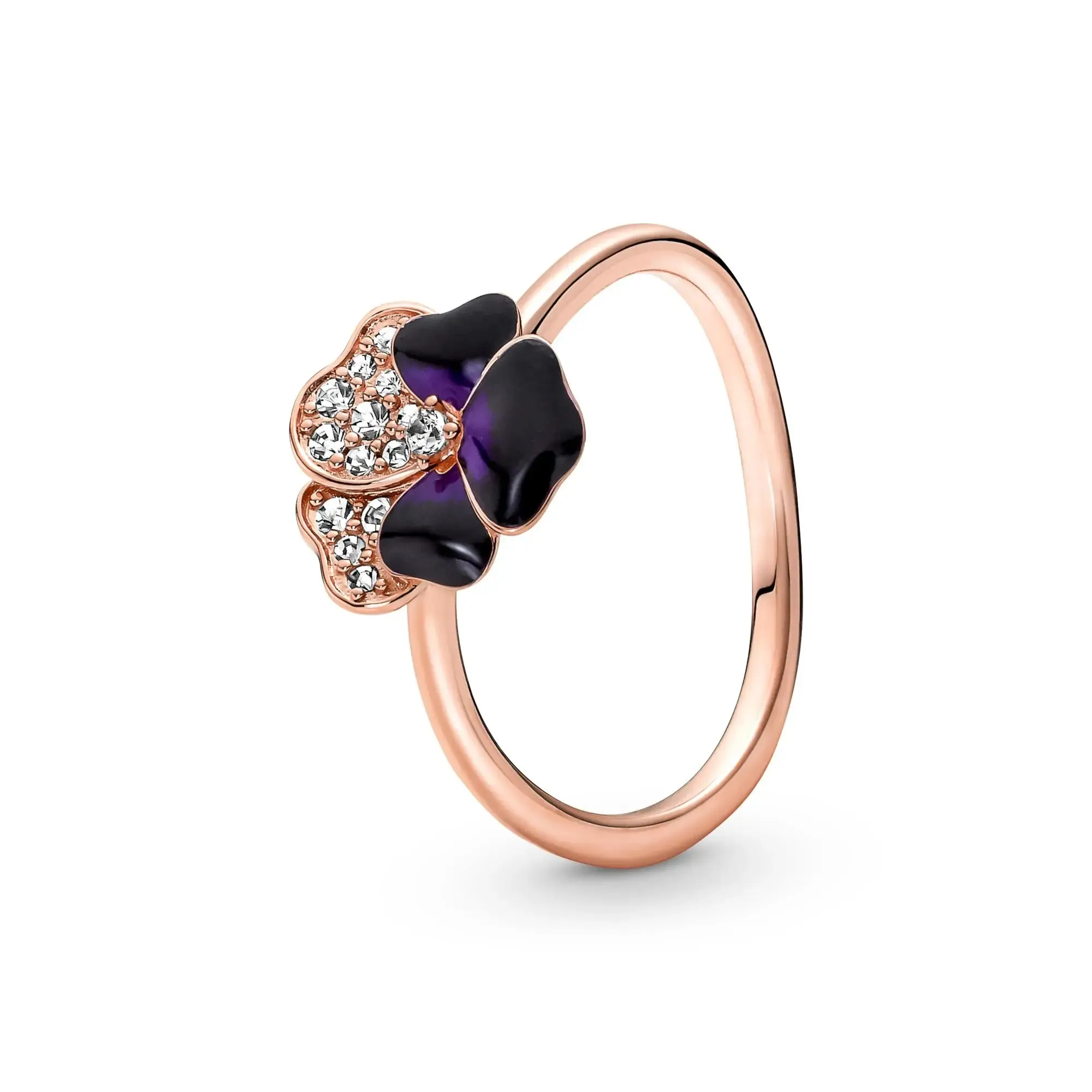925 Silver Stackable Heart Daisy Flower Ring for Women