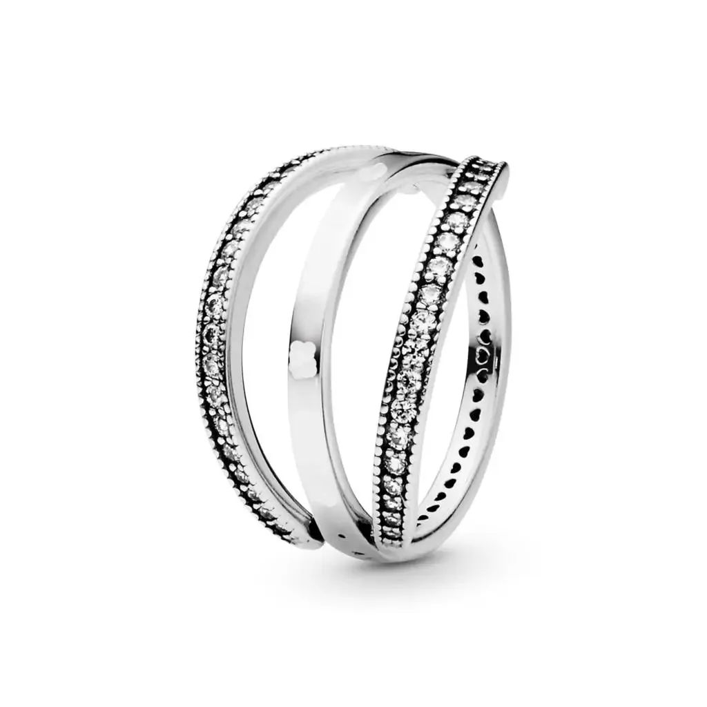 925 Silver Stackable Heart Daisy Flower Ring for Women