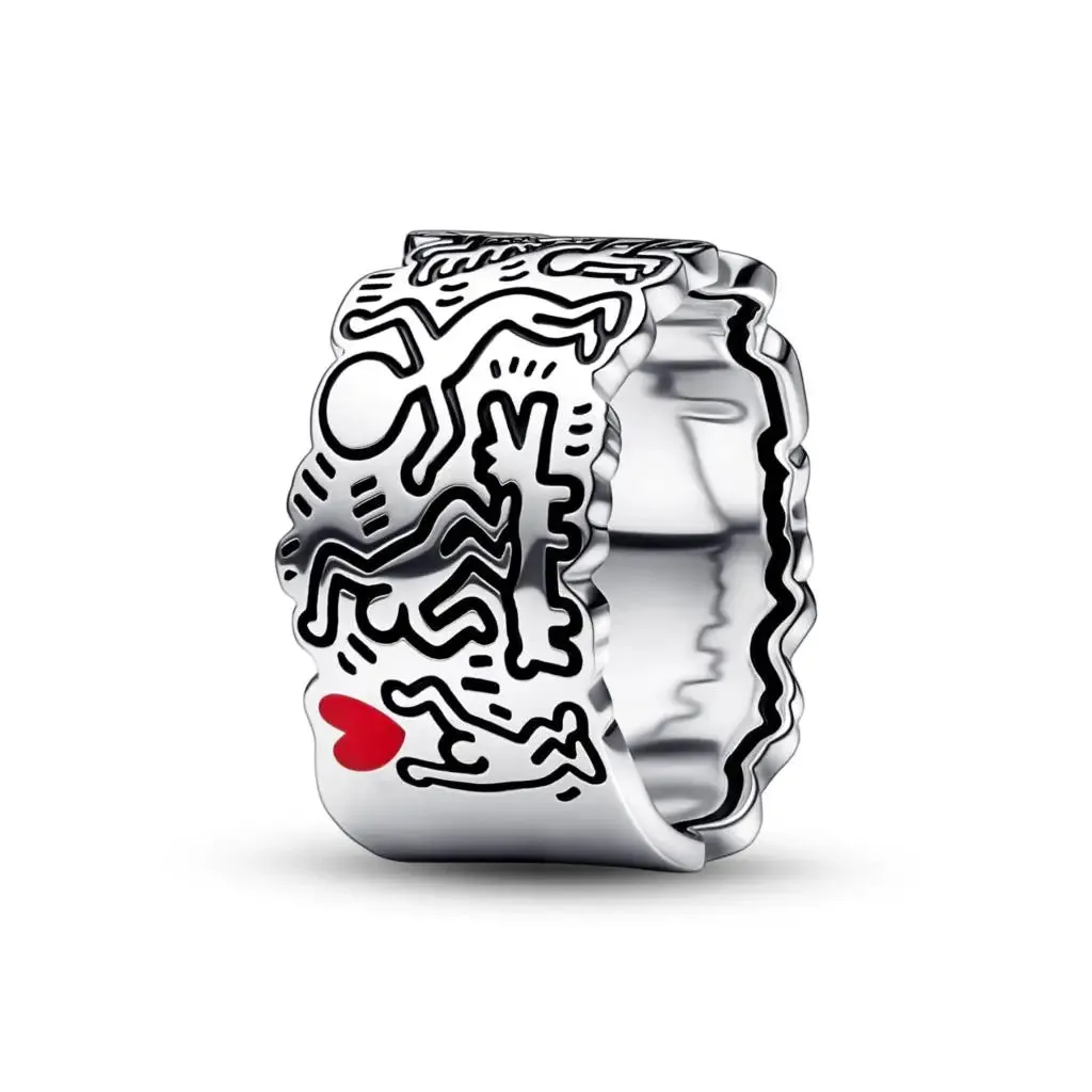 925 Silver Stackable Heart Daisy Flower Ring for Women