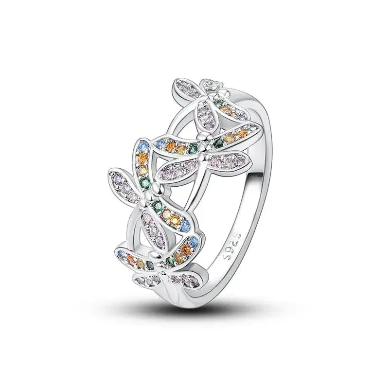 925 Silver Stackable Heart Daisy Flower Ring for Women
