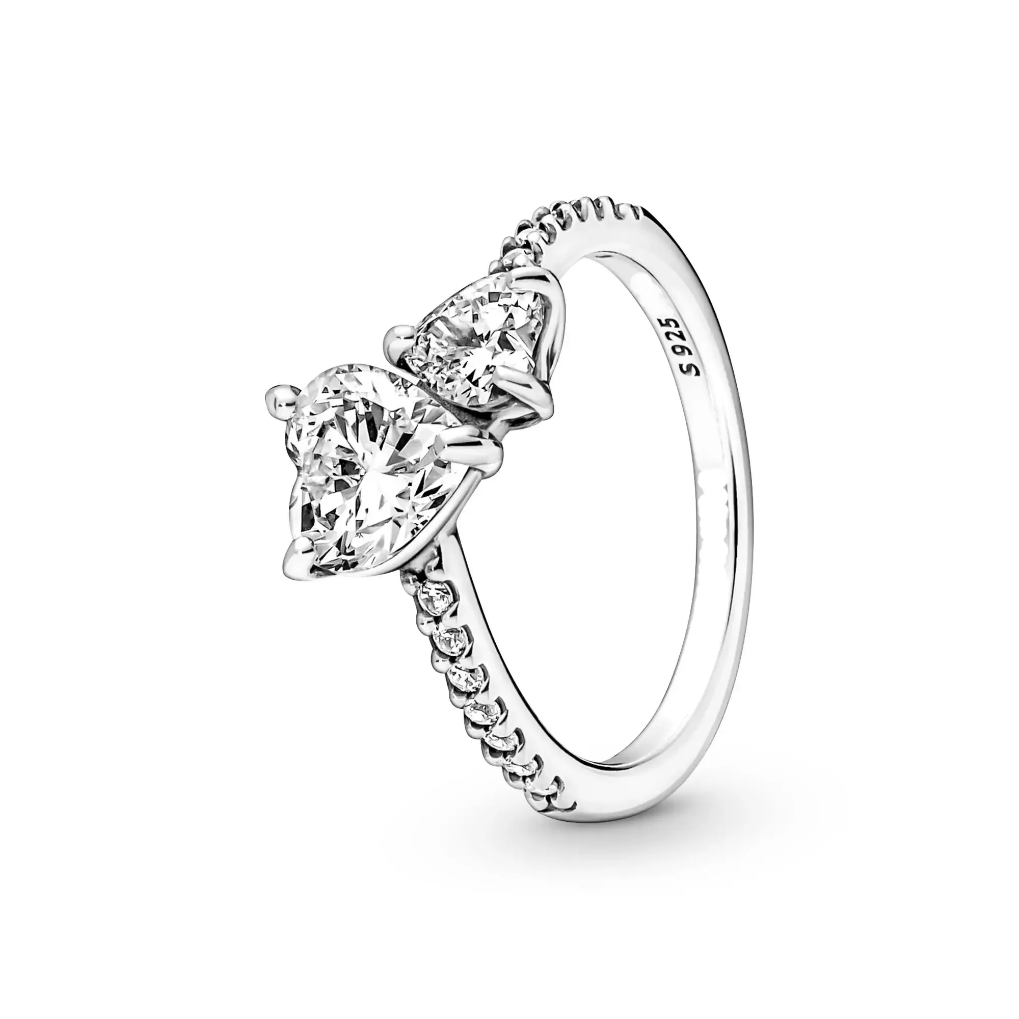 925 Silver Stackable Heart Daisy Flower Ring for Women