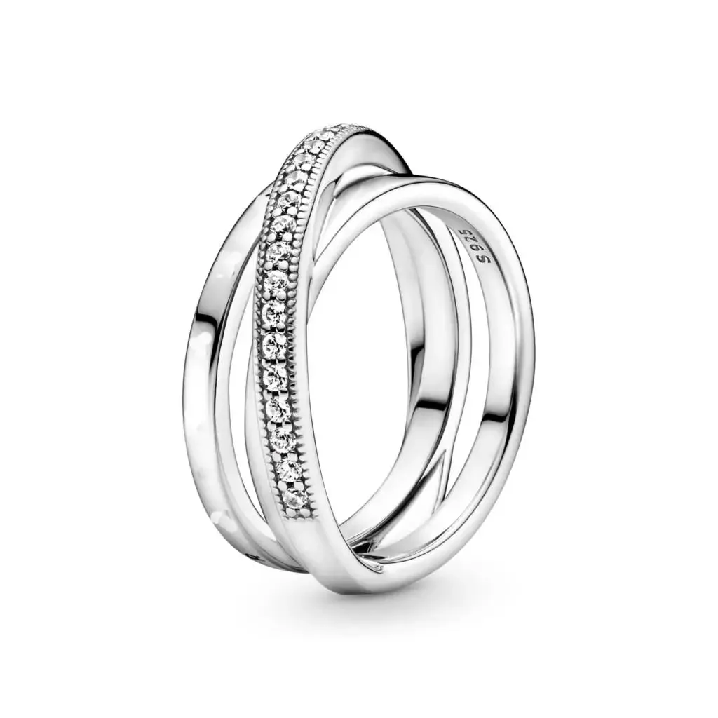925 Silver Stackable Heart Daisy Flower Ring for Women