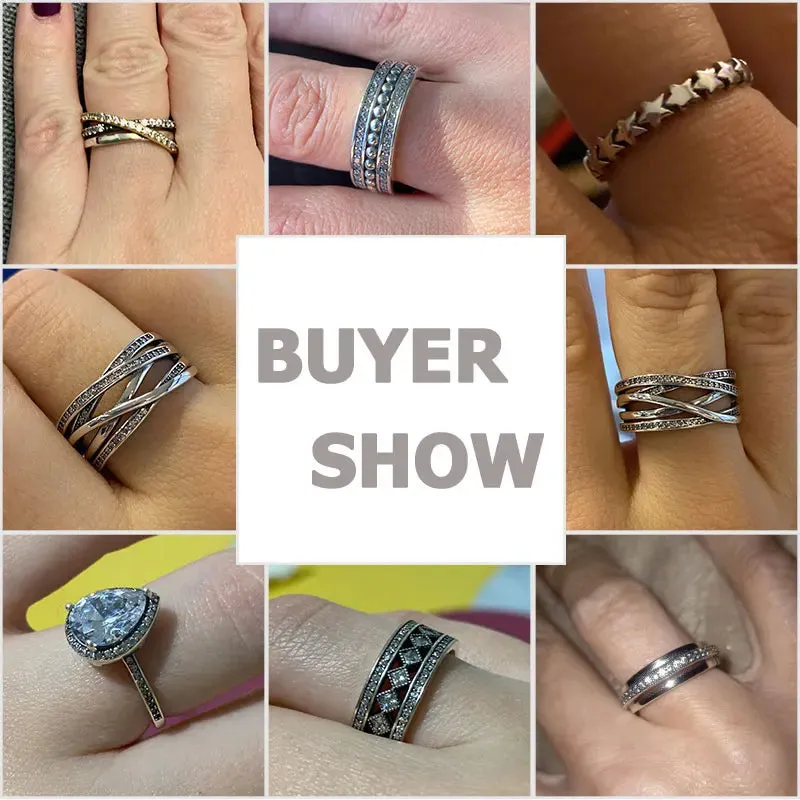 925 Silver Stackable Heart Daisy Flower Ring for Women