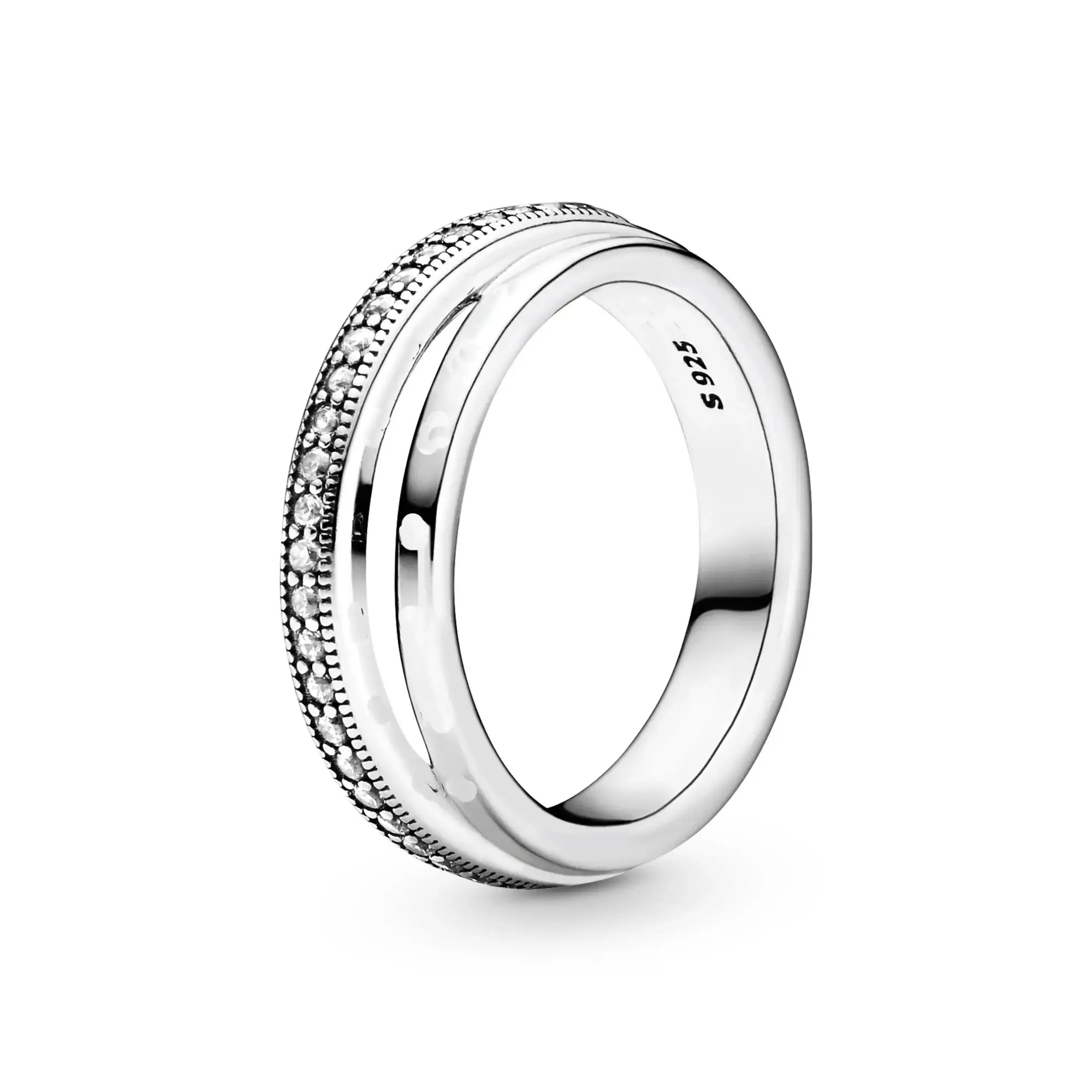 925 Silver Stackable Heart Daisy Flower Ring for Women