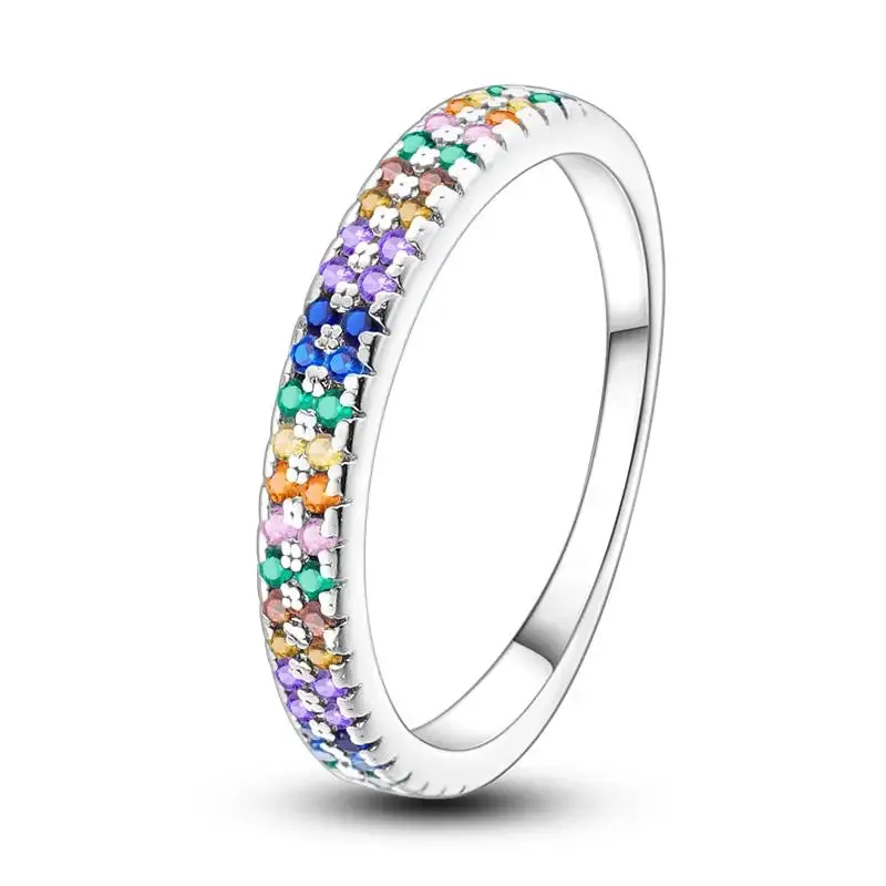 925 Silver Stackable Heart Daisy Flower Ring for Women