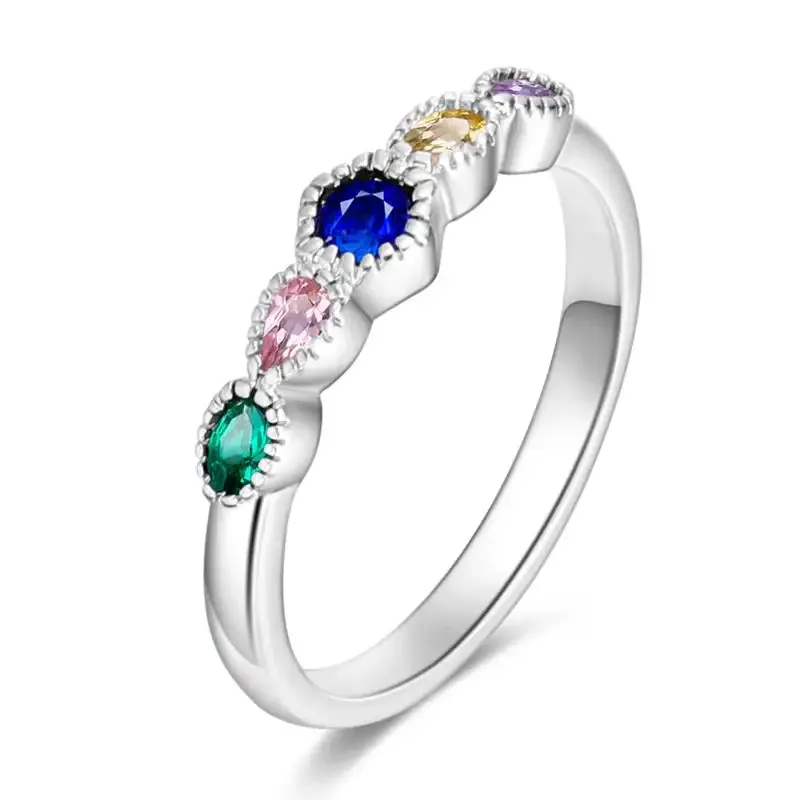 925 Silver Stackable Heart Daisy Flower Ring for Women