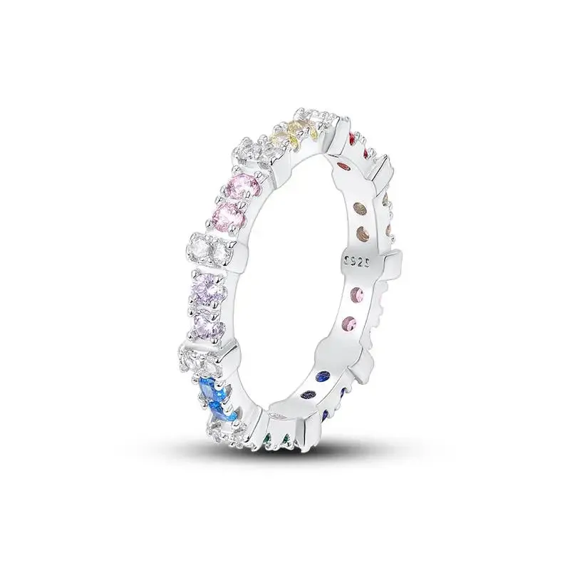 925 Silver Stackable Heart Daisy Flower Ring for Women
