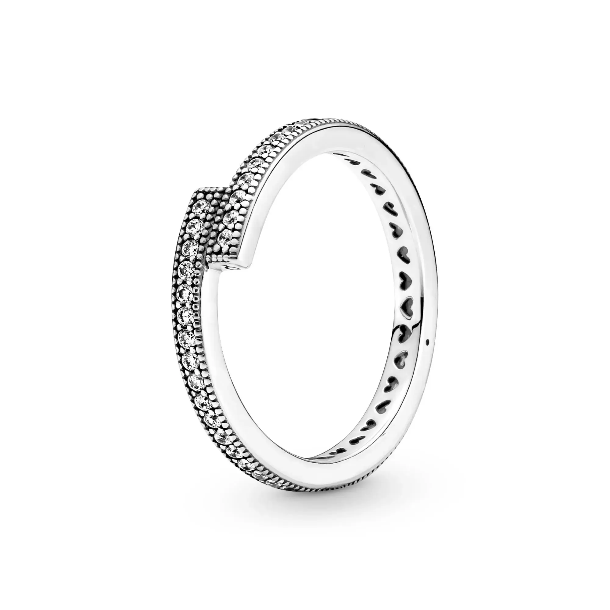 925 Silver Stackable Heart Daisy Flower Ring for Women