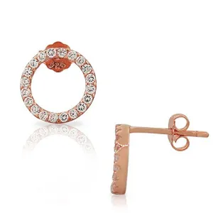 925 Sterling Silver Classic Round CZ Womens Girls Stud Earrings