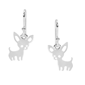 925 Sterling Silver Tiny Chihuahua Pet Dog Dangle Women Earrings Cute Dog Puppy Animal Jewelry