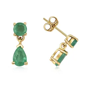 9ct Gold Emerald Drop Earrings