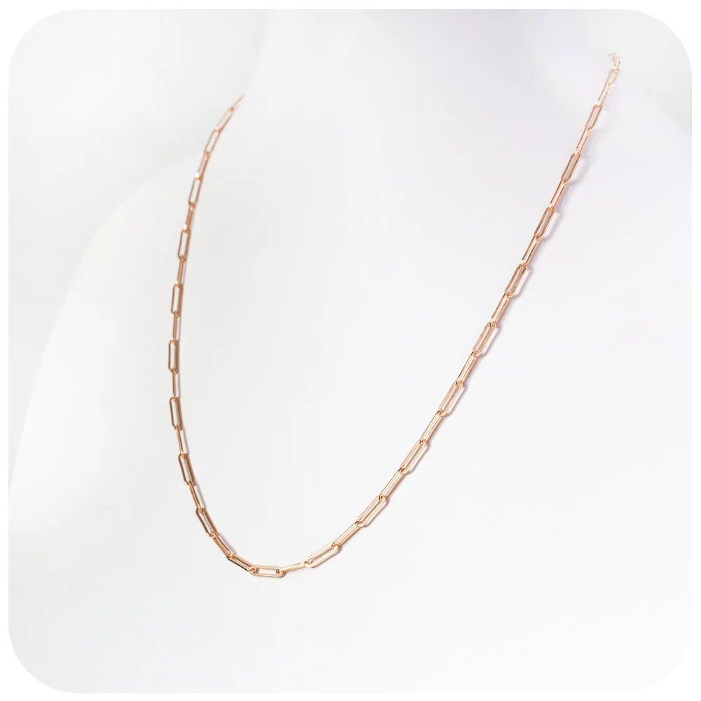 9k Rose Gold Paper Clip Chain