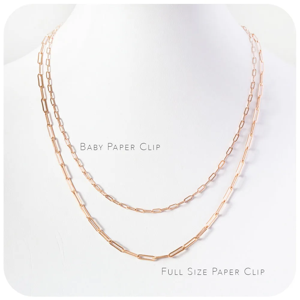 9k Rose Gold Paper Clip Chain